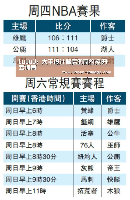 LuUuU:大千设计背后的简约控|开云体育(图1) 开云篮球